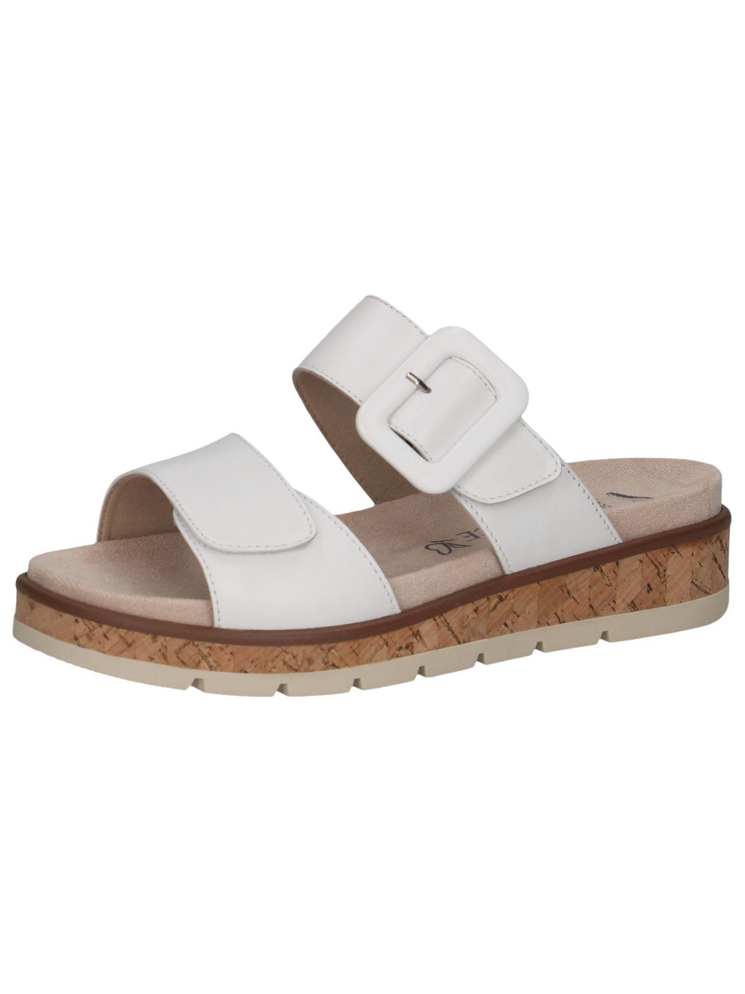 CAPRICE Women's Leather Mules with Buckle, White (White Nappa), 6.5 UK