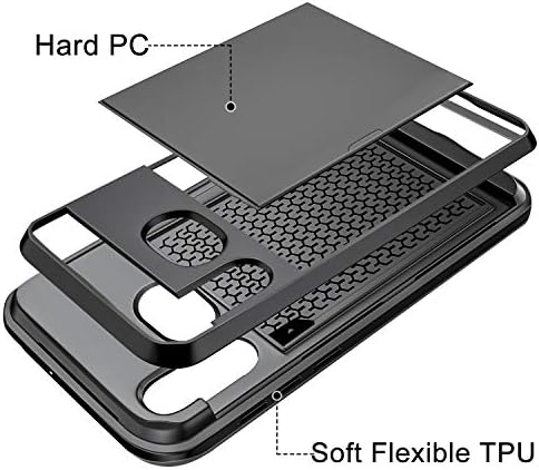 Vunake Case for Huawei P30 Lite Case Card Slot Armor Shockproof Case Huawei P30 Lite Wallet Case Card Holder Rubber Bumper Protective Cover Credit Card Case for Huawei P30 Lite, Black
