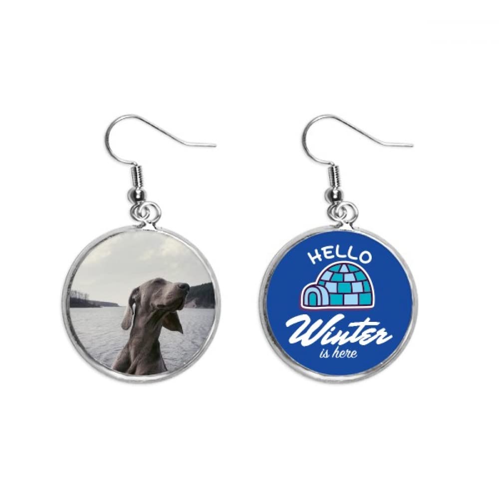 Pendientes de perro gris con gota de hielo de invierno para mujer 5