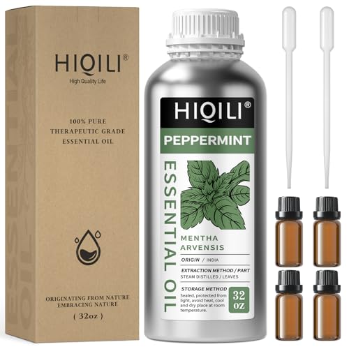 Image of HIQILI Peppermint Essential Oil 32oz 100% Pure Natural Aromatic Oil for Freshening Air, Hair Care, DIY Soap, SPA & Home Use