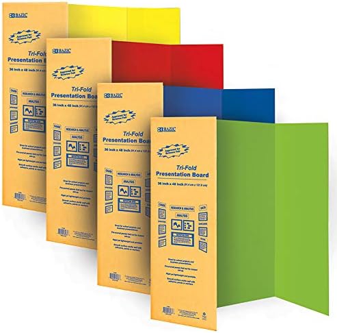 BAZIC Trifold Presentation Board 36″ X 48″ Assorted Colour, Tri-Fold Corrugated Poster Boards, Cardboard for Show Boards Science Honest Artwork Challenge, 24-Pack