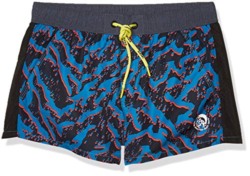 Diesel Men's Caybay Short 12inch Swim Trunk, Princess Blue Splatter Print, X-Large