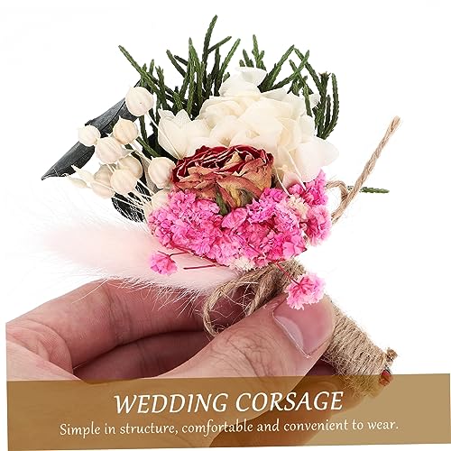 Mini boutonniere floral seco para boda elegante miniatura 4