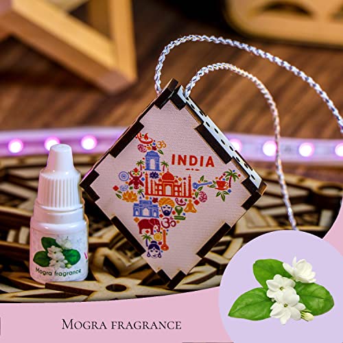 Image of Air Freshener For Individual design Aroma Oil diffuser Perfume Fresh Scent Hanging Wood Ornament Drawer Closet Home Decoration Office Interior Aromatherapy Pendant (Mogra Fragrance, 1 pcs)