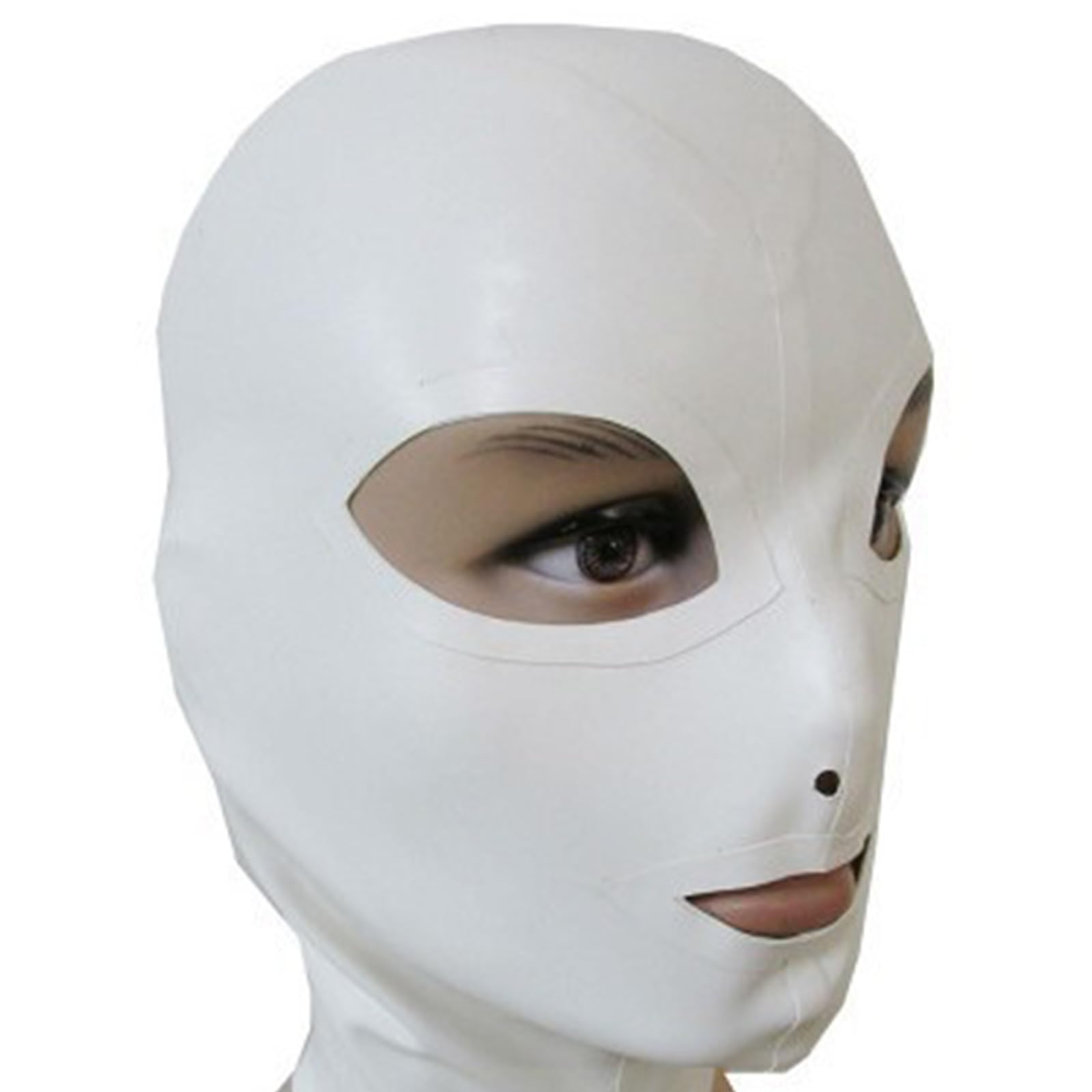 DSPENGS Latex Hood Mask Unisex Open Eyes Mouth BDSM Rubber Head Mask Party Decoration Handmade for Fetish Cosplay(Size:M-65CM)