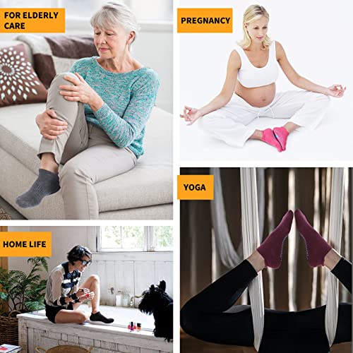 4 Pairs Non Slip Grip Socks for Pilates Yoga Barre Ballet Dance, Anti Skid Grip Socks for Women and Men3