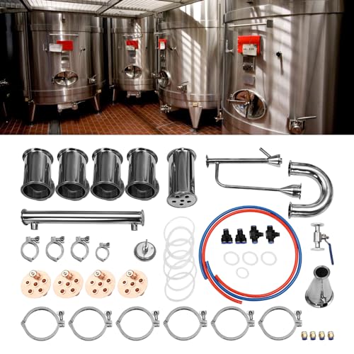 Xuthusman Plate Stainless Moonshine Still Flute Column, 4 Inch Stainless Steel Column Section, Stainless Steel Column Tower Kit For Vodka, Whiskey, Gin (4 Layers)