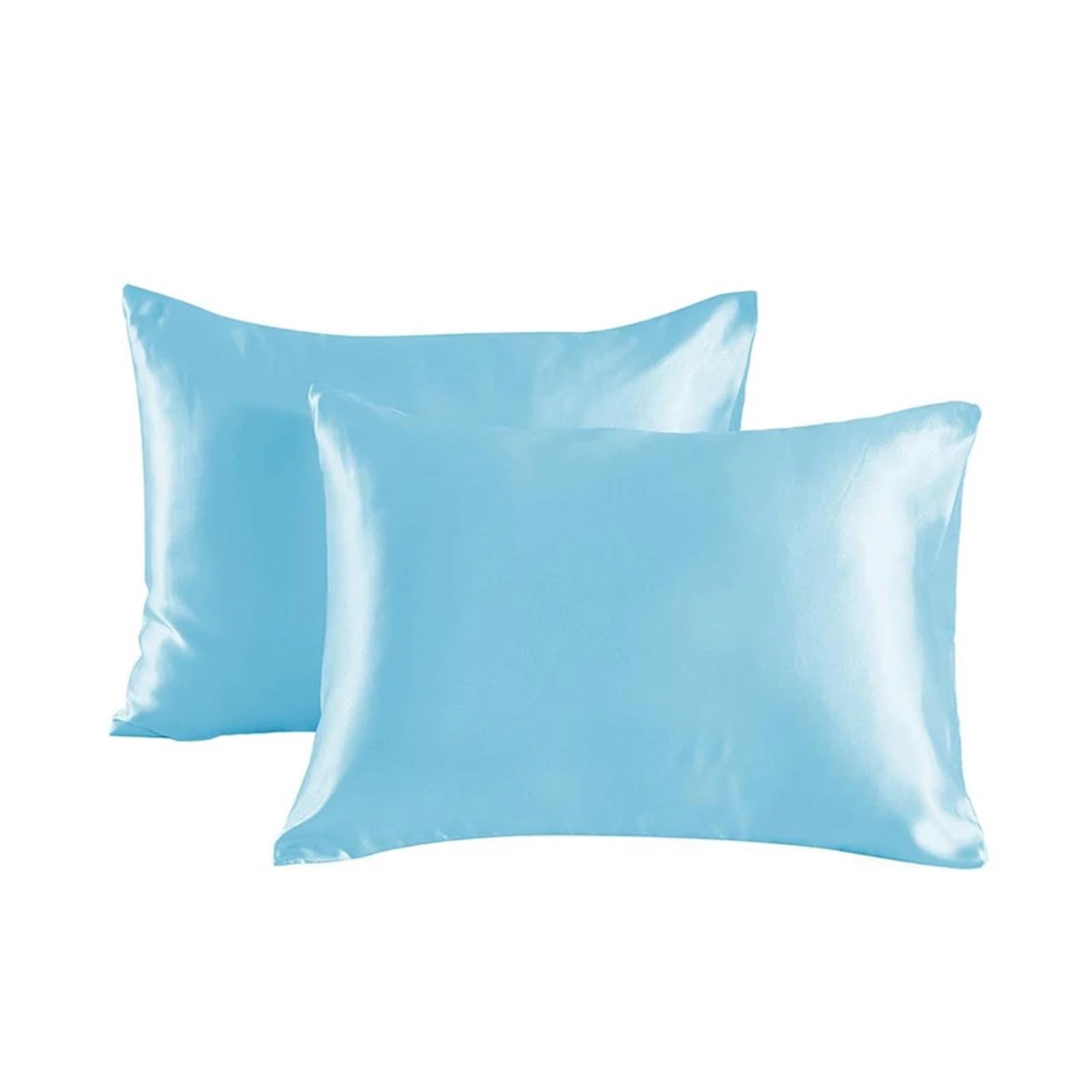Silk Pillowcase 2Pc Satin Silk Pillow Real Silk Beauty Pillow Case Super Soft Pillow Case(Light Blue,51x66cm 20x26in)