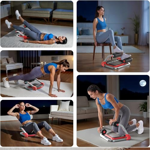 Image of Ab Machine for Home Gym | Adjustable Ab Trainer with 3 Resistance Levels & Automatic Rebound | Sit Up Exercise Equipment for Core, Stomach & Abs Workout | Full Body Fitness Trainer