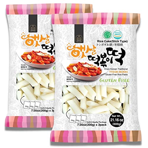 Korean Rice Cake Tteokbokki Stick – 2 Pack (3 Individual Package X 3 Pack) Vegan, Non-GMO, Gluten Free, Halal,Tteok Rice Cakes Food Pasta 21.16 oz Per Pack