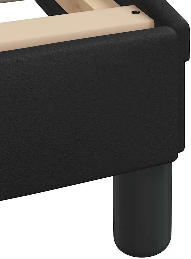 vidaXL King Bed Frame with Headboard - Black Faux Leather, 76"x79.9", Supportive Legs, Plywood Slats, Stylish Waved Design