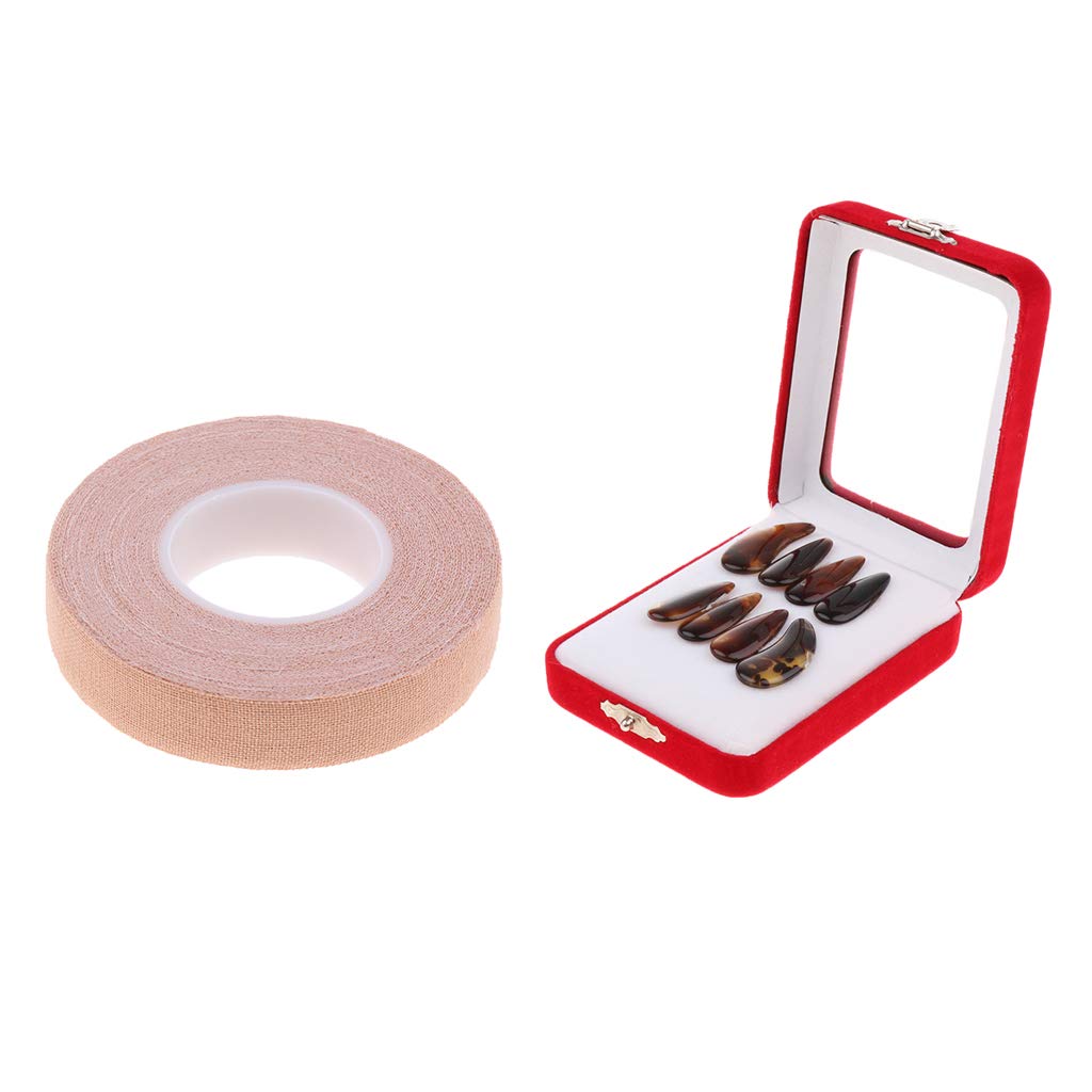 Baosity 8pcs Finger Picks Groove Zither Guzheng Nails with Tape