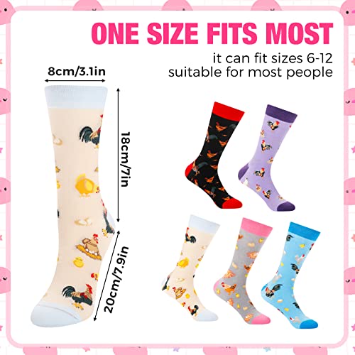 Vicenpal 5 Pairs Novelty Chicken Socks for Women, Funny Rooster Gift Animal Socks for Chicken Lovers - Thumbnail 4