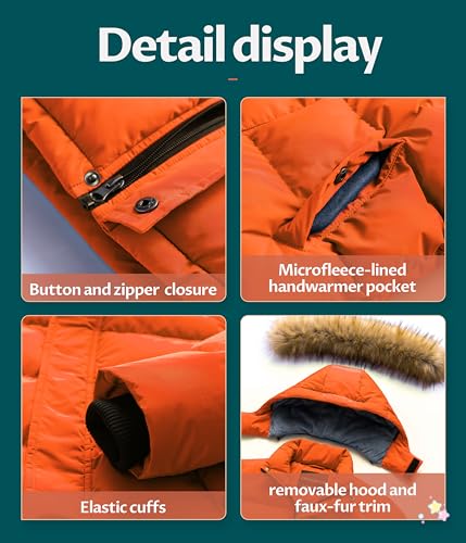 Image of CREATMO US Boy's Water Resistant Winter Coats Warm Fleece Lined Outwear Windbreaker Ski Jacket