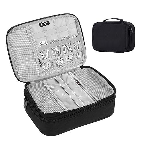 TsunNee Organizador electrónico portátil para accesorios, bolsa de almacenamiento para cables y adaptador de batería con 2 compartimentos