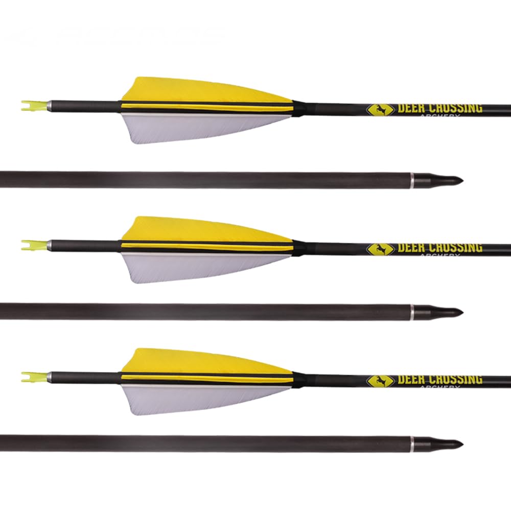 12 Pezzi ID 6,2 mm Frecce da Caccia, Spine 300 350 400 500 600 700 800 Freccia di Tiro con L'Arco, 4 Pollici Piuma di Tacchino Freccia in Puro-Carbonio