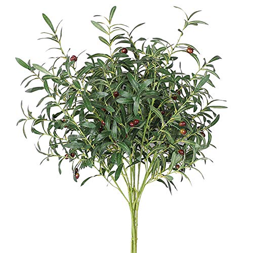 Flueyer 4 unidades, ramas de oliva artificial, ramas de oliva de simulación, arreglo de flores de aceitunas falsas con hojas verdes para decoración de oficina en el hogar, regalos Cover