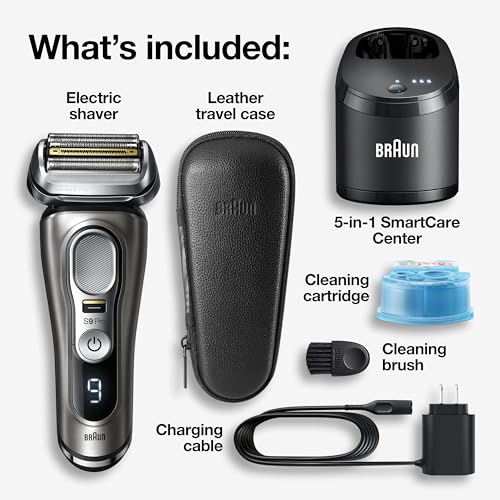 Image of Braun Electric Razor for Men, Series 9 Pro 9465cc Wet & Dry Electric Foil Shaver with ProLift Beard Trimmer, Cleaning & Charging SmartCare Center, Head Shavers for Bald Men, Noble Metal