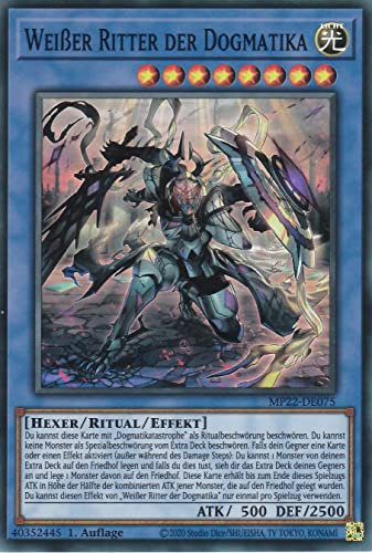 TCG - Weißer Ritter der Dogmatika - Super Rare - Deutsch - 1. Auflage - Yu-Gi-Oh CCG Card - Kartenspiel - 1 Stück