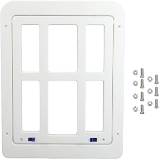 Dog Door Thicken ABS Repelling Double Magnet Suction Lockable Pet Screen Door with Screws and Nut for Dog Cat Sliding Screen Exterior Use