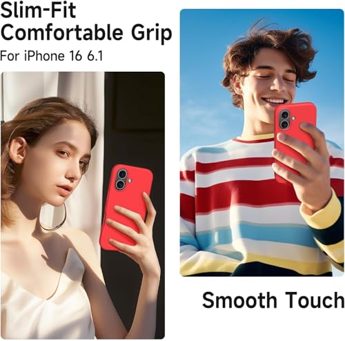 Image of Back Cover Compatible with iPhone 17 Case (6.3) Soft Touch Slim Liquid Silicone Full Protection Shock Proof Back Cover for iPhone 17 (SC Red)