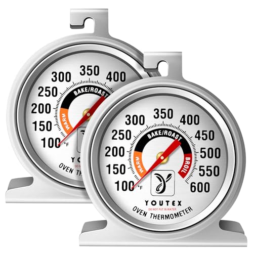Youtex 2-Pack Oven Thermometer, Upgraded 100-600°F No-Holes