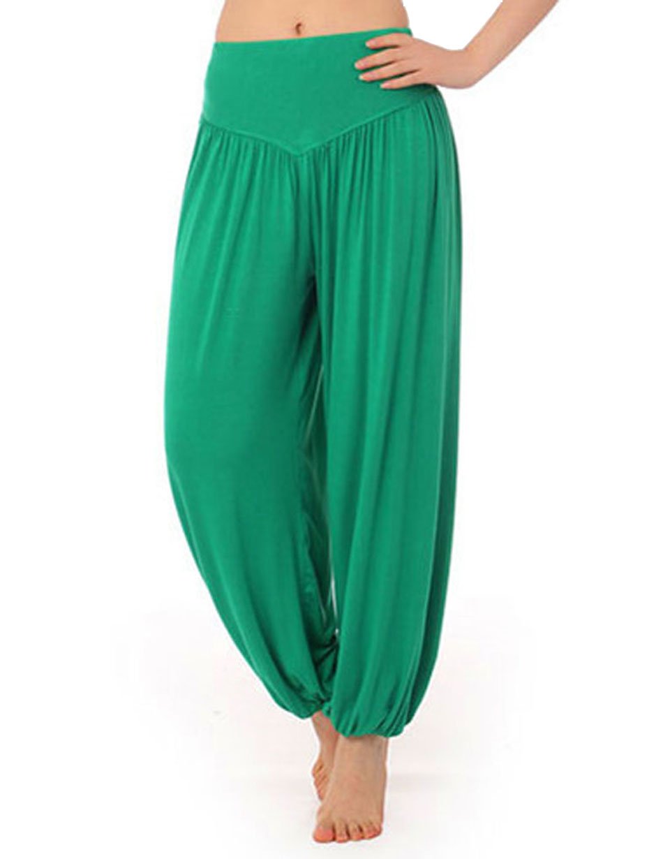 Hoerev Super Soft Modal Spandex Harem Yoga Pilates Pants,Green,XXL