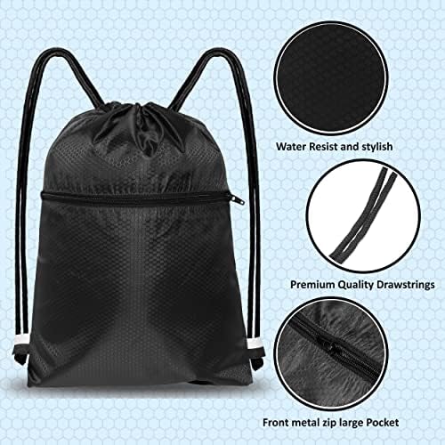 Skates sports Drawstring Bag Water Resistant, Outside Zipper Pocket Backpack Gym sack Premium String Shrinkage Closure PE Bag for School, Travel, Beach, Shopping, Yoga Sackpack for Kids Adults