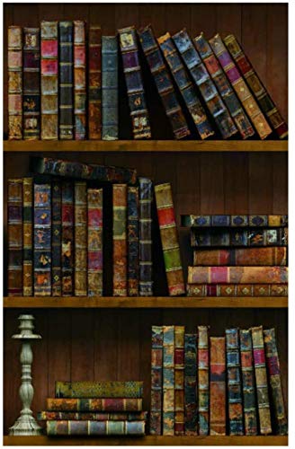 Self-Adhesive Vintage Bookshelf Peel-Stick Wallpaper Backsplash Shelf Liner Removable Door Vinyl Flooring Stickers45cm by 250cm