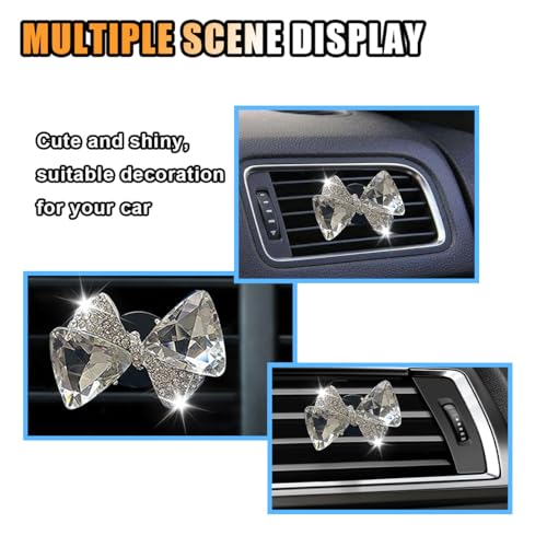 Image of Bling Bow Vent Clips, Crystal Car Air Fresheners Vent Clips, Bling Bow-Knot Car Diffuser Clips, Rhinestone Car Interior Decoration Accessories for Women