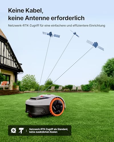 Segway Navimow i205 AWD (Neuer i105E) Mähroboter ohne Begrenzungskabel, Empf. 500 m², Allradantrieb für Steigungen bis zu 45%, EFLS NRTK + Vision, Automatisches Kartieren, Keine RTK-Antenne 4