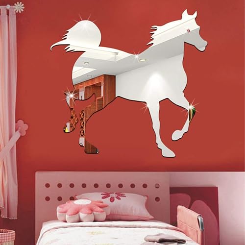 Miniatura 8 de FOMIYES Calcomanías de espejo acrílico 3D para decoración de pared con forma de caballo calcomanías de arte de pared autoadhesivas escultura de