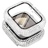 Compatible with Apple Watch Series 9 Series 8 Series 7 41mm, Apple Watch Case with tempered glass screen protector. Over 400 crystals- Apple Watch 7 Screen Protector 41mm jewelry case featuring five rows of scintillating cubic zirconia stones, perfec...
