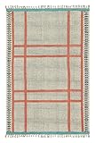 CASAVANI Kilim - Alfombra cuadrada de 3 pies, diseño a rayas, lavado de superficie a mano, algodón Dhurrie azul rosa, 0.2 pulgadas de grosor, hecho a mano, bohemio, uso en interiores y exteriores
