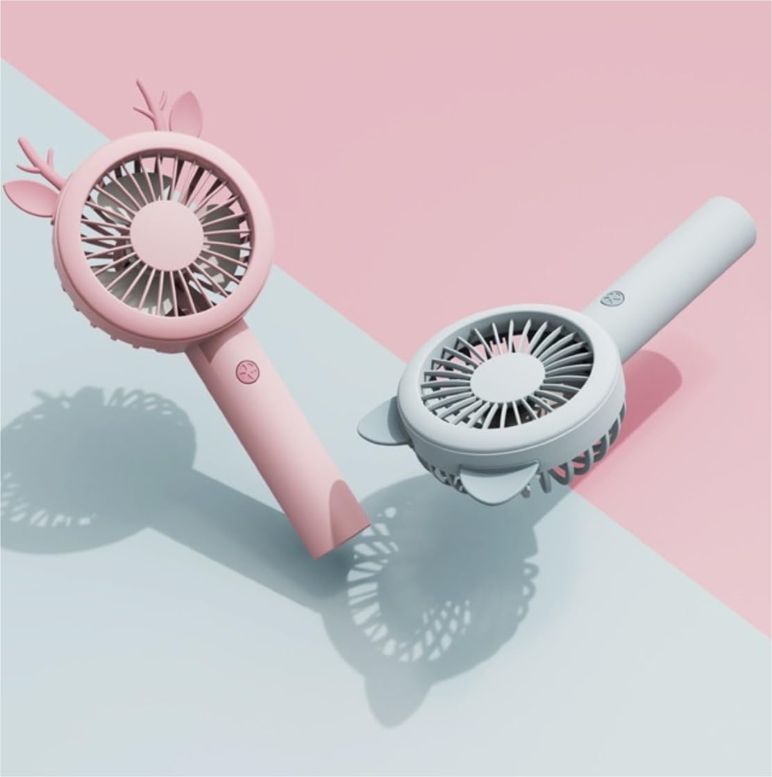 Ventilatore per Esterni Interni Ufficio Ventilatore Portatile da Scrivania con Luce Notturna Ventola di Raffreddamento USB A 3 velocità per La Casa(Pink)