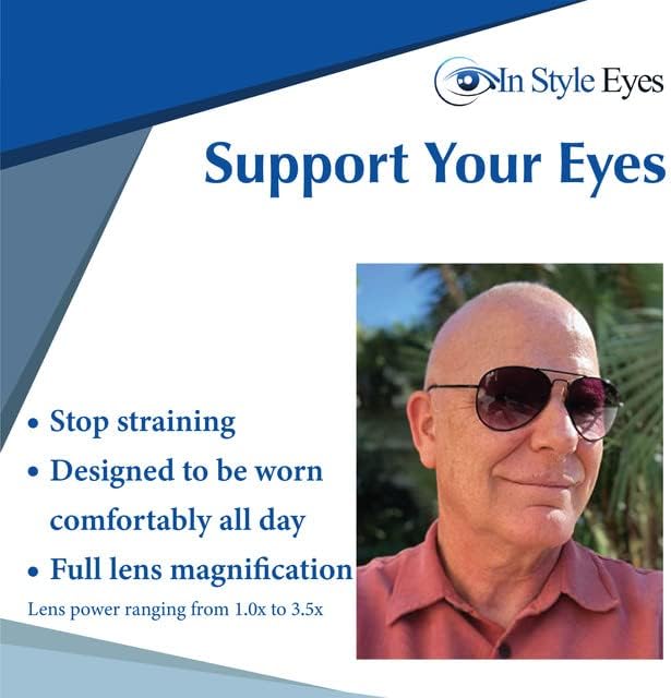 Miniatura 2 de In Style Eyes C Moore - Lentes de sol de lectura completa, lentes de sol de aviador no bifocales, marco de metal, lentes no polarizados de color