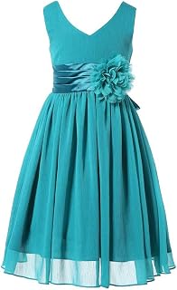 Junior Bridesmaids V-Neckline Chiffon Flower Girl Dress
