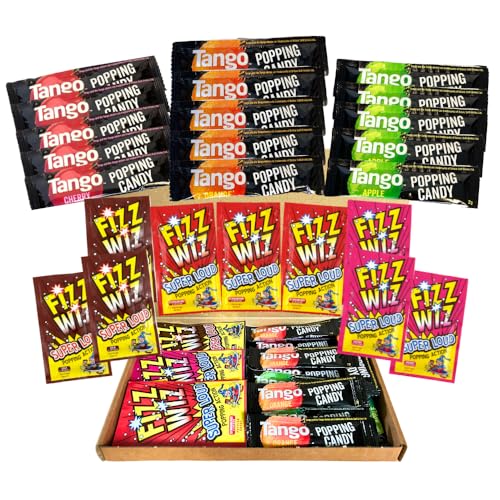 Ultimate Popping Candy Bundle | 24 Pack Fizz Wiz & Tango Variety Box | Includes Every Flavour | Strawberry Cherry Apple Orange & Cola | Vegetarian & Halal Sweets | Letterbox Sized