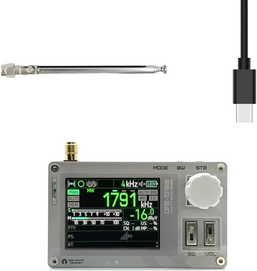 TEF6686 Portable Type-C FM/LW/MW/SW 2.0-Inch Color Screen 800mAh Battery