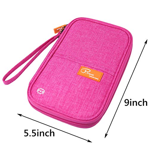 Image of VanFn RFID Travel Passport Wallet, Family Passport Holder, Trip Document Organizer P.Travel Series (Rose Red)