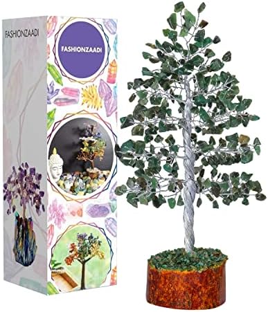 FASHIONZAADI Red Jasper Gemstone Crystal Money Tree Feng Shui Bonsai Trees For Good luck Chakra Stone Healing Crystals Home Office Living Room Décor Spiritual Gift size -10 Inch (silver Wire)