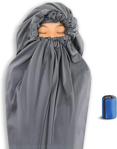 Litume Thermolite All Season Sleeping Bag Liner Add Up to 22°F / 12°C, Mummy Sleeping Sack for Backpacking, Camping, Traveling, for Cold Weather Winter, Sleep Sack with Drawstring Hood E626