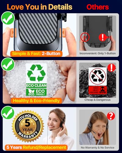 HTU 2025 Best Car Phone Holder【Ultimate 5-in-1 & Upgraded 100+LBS Strongest Suction】【True Military-Grade & Safety Cert】 Windshield Phone Mount, Dashboard Vent Stand for iPhone Android & Truck, Black - Image 6