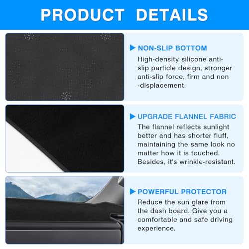 Image of Autorder Dashboard Cover Mat for Chevy Chevrolet Silverado /GMC Sierra 1500 2500HD 3500HD 2022-2025 2026 Accessories Dash Cover Upgrade Flannel Dash Mat Sunshade Glare UV Rays Protector (with HUD)