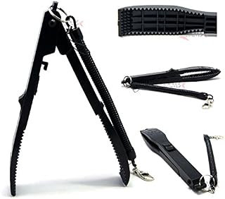 SAMSFX ABS Fishing Gripper with Lock Switch Fish Body Holder Clamp Controller Attached Fly Fishing Spring Lanyard