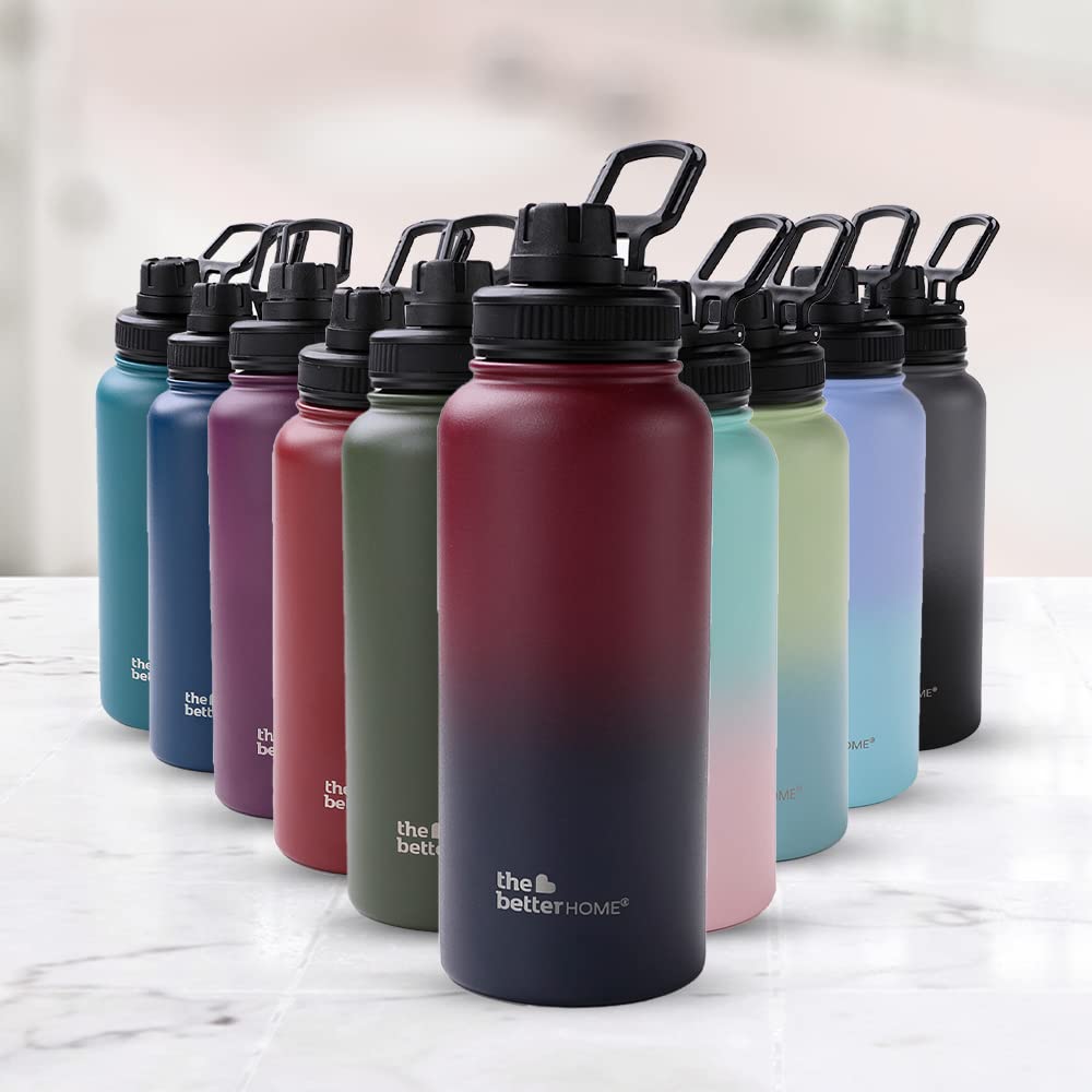 The Better Home Insulated Water Bottle 1 Litre | Double Wall Hot and Cold Water for Home, Gym, Office | Easy to Carry & Store | Insulated Stainless Steel Bottle (Pack of 1, Blue - Maroon) (B0BVVRF8B6) Amazon Price History, Amazon Price Tracker