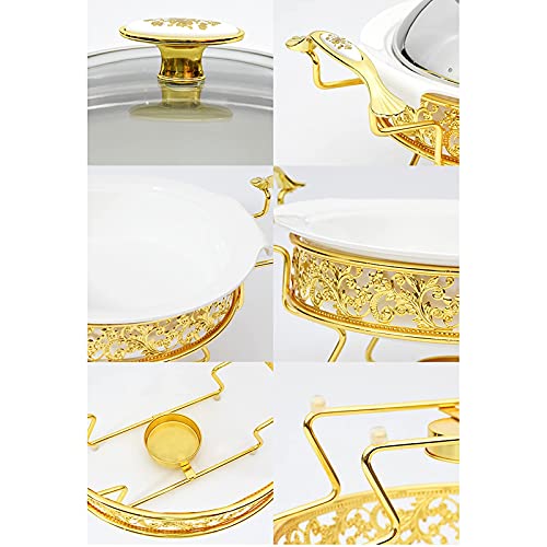 XBSXP Golden Pattern Chafing Dish Buffet-Set, runder Edelstahl Chafer mit Deckel für Buffet Hochzeiten Partys Bankette… – Bild 7