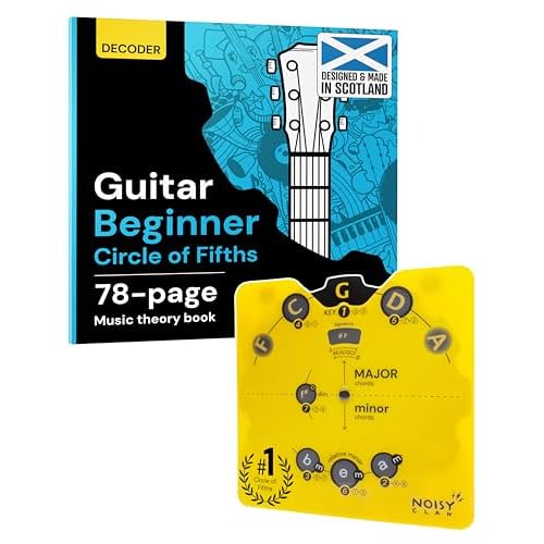 Guitar Circle of Fifths Wheel & Theory Book – Teoría musical fácil para todos los niveles – Herramienta de aprendizaje de música de regreso a clases, aprende acordes, teclas y progresiones – Escribe