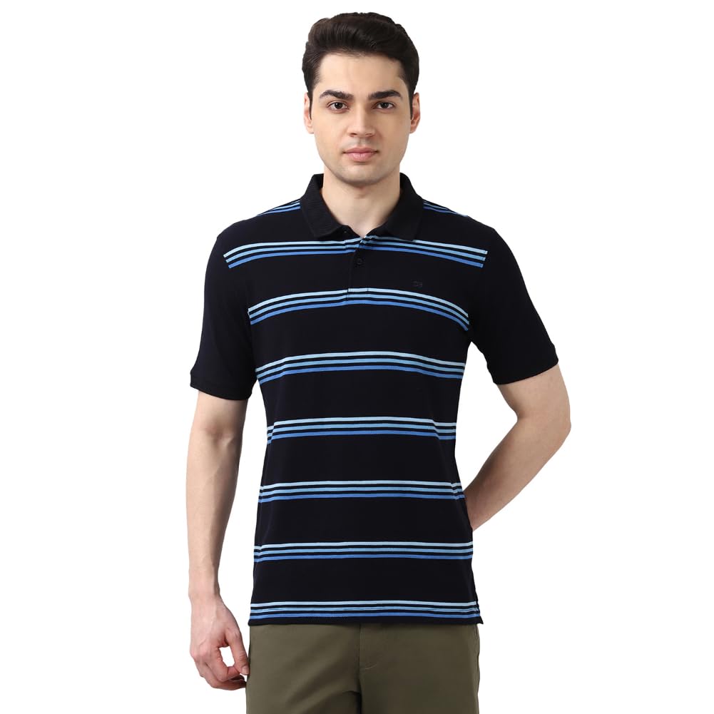 Peter England Men’s Cotton Breton Stripe Polo Shirt | Casual Wear | Modern Design Peter England Men’s Cotton Breton Stripe Polo Shirt | Casual Wear | Modern Design