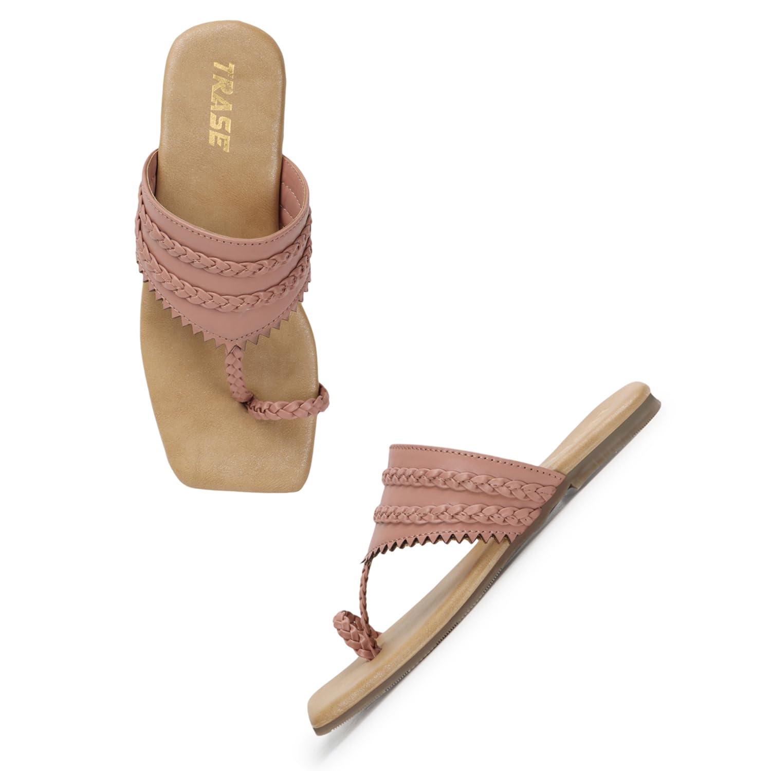 TRASE Casual Flat Slippers For Women - Flat Sandals For Women - Kolhapuri Slippers For Women - Comfortable Flats Sandal For Daily Use (46037, Peach, 7 Uk) (B0D4ZGP49S) Amazon Price History, Amazon Price Tracker